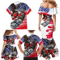 Pearl Harbor Remembrance Day Personalized Family Matching Mermaid Dress and Hawaiian Shirt Lest We Forget - The Bald Eagle Remembers - Wonder Print Shop