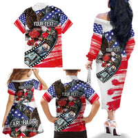 Pearl Harbor Remembrance Day Personalized Family Matching Off The Shoulder Long Sleeve Dress and Hawaiian Shirt Lest We Forget - The Bald Eagle Remembers - Wonder Print Shop