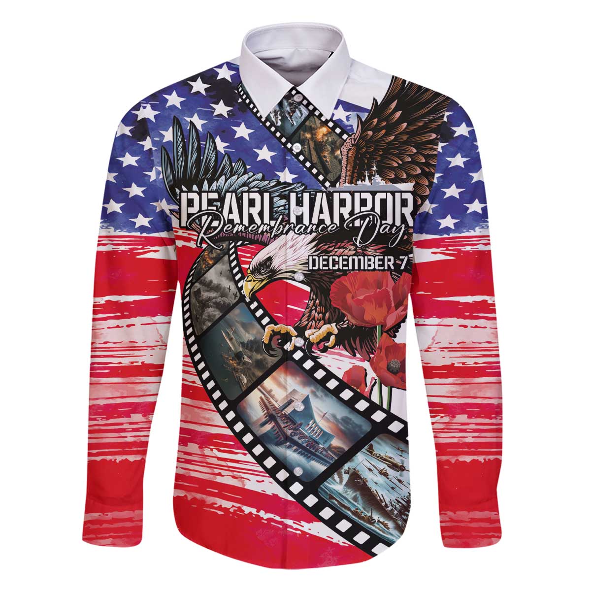 Pearl Harbor Remembrance Day Personalized Family Matching Off The Shoulder Long Sleeve Dress and Hawaiian Shirt Lest We Forget - The Bald Eagle Remembers - Wonder Print Shop