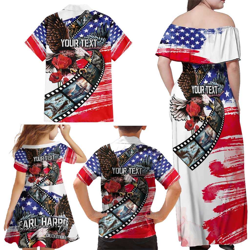 Pearl Harbor Remembrance Day Personalized Family Matching Off Shoulder Maxi Dress and Hawaiian Shirt Lest We Forget - The Bald Eagle Remembers - Wonder Print Shop