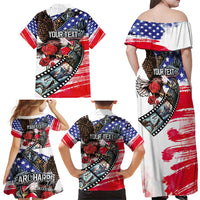 Pearl Harbor Remembrance Day Personalized Family Matching Off Shoulder Maxi Dress and Hawaiian Shirt Lest We Forget - The Bald Eagle Remembers - Wonder Print Shop