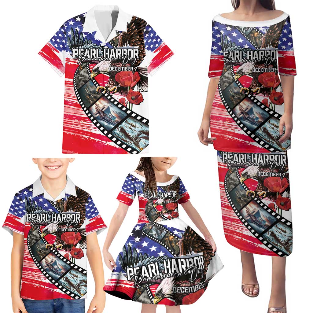Pearl Harbor Remembrance Day Personalized Family Matching Puletasi and Hawaiian Shirt Lest We Forget - The Bald Eagle Remembers - Wonder Print Shop