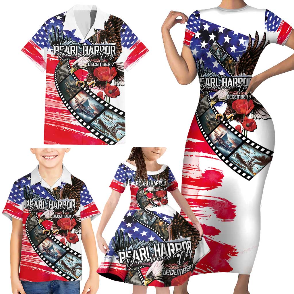 Pearl Harbor Remembrance Day Personalized Family Matching Short Sleeve Bodycon Dress and Hawaiian Shirt Lest We Forget - The Bald Eagle Remembers - Wonder Print Shop