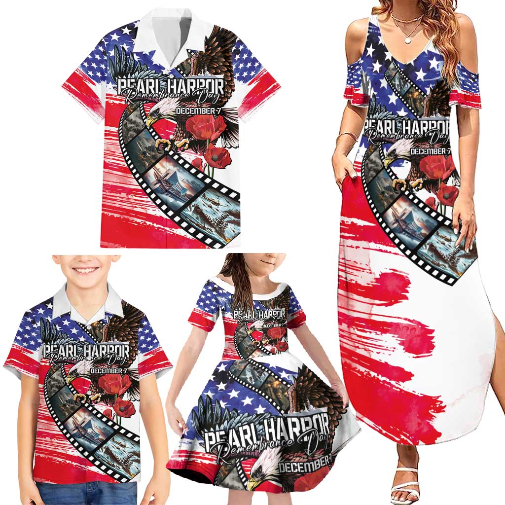 Pearl Harbor Remembrance Day Personalized Family Matching Summer Maxi Dress and Hawaiian Shirt Lest We Forget - The Bald Eagle Remembers - Wonder Print Shop