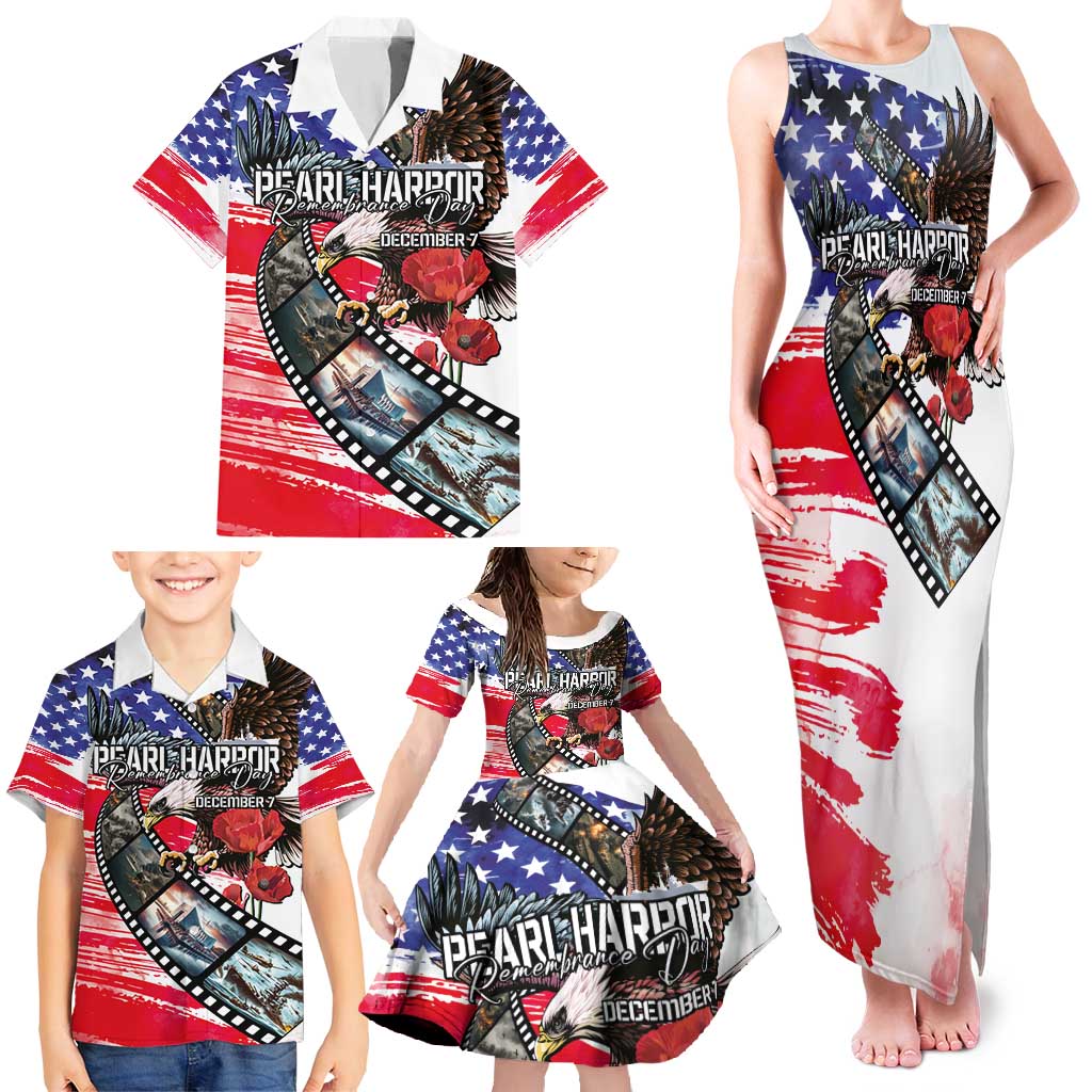 Pearl Harbor Remembrance Day Personalized Family Matching Tank Maxi Dress and Hawaiian Shirt Lest We Forget - The Bald Eagle Remembers - Wonder Print Shop