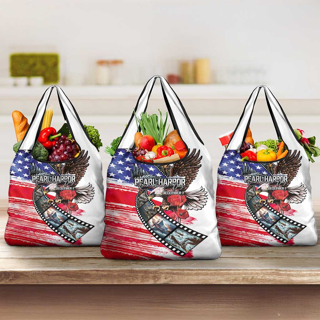 Pearl Harbor Remembrance Day Grocery Bag Lest We Forget - The Bald Eagle Remembers - Wonder Print Shop