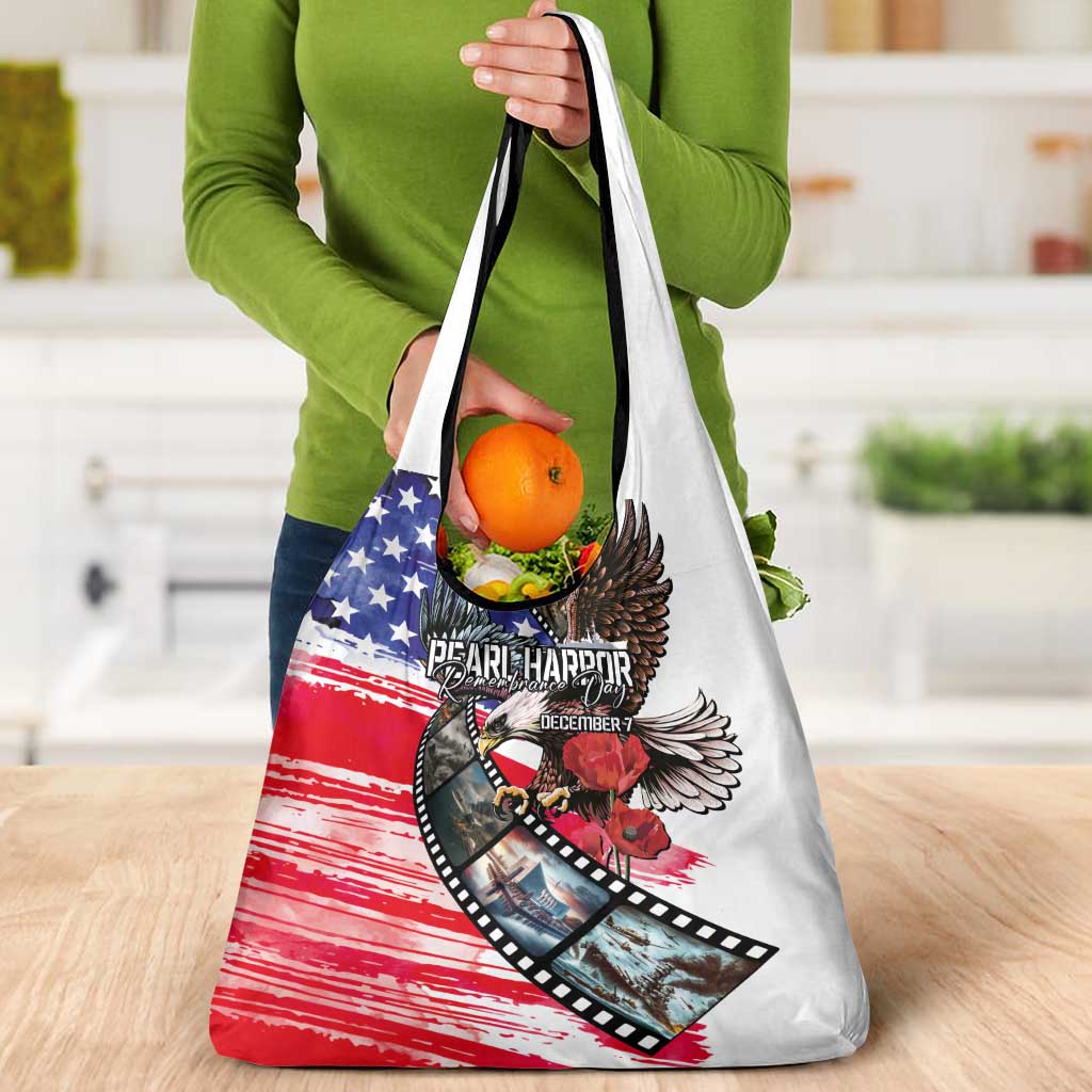 Pearl Harbor Remembrance Day Grocery Bag Lest We Forget - The Bald Eagle Remembers - Wonder Print Shop