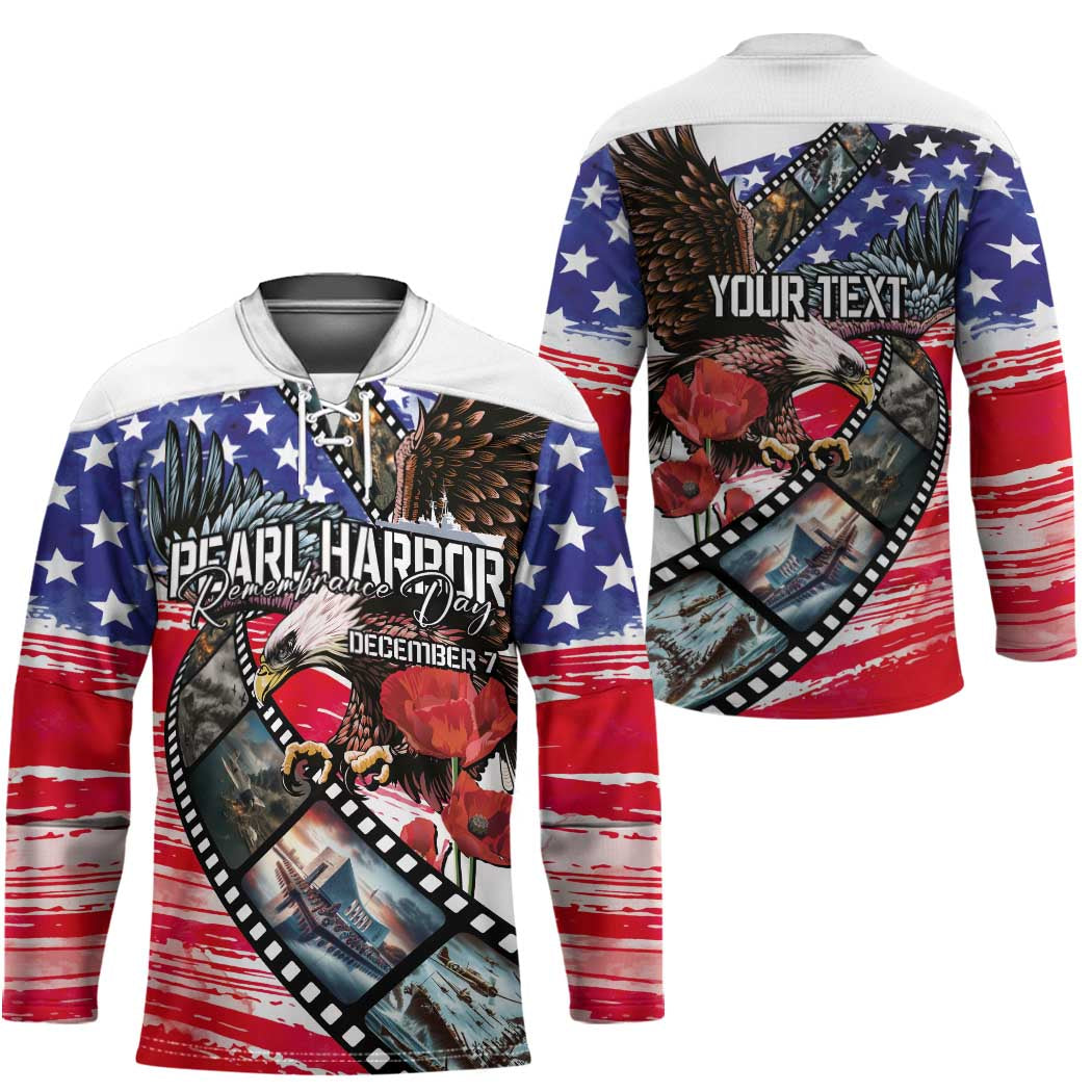 Pearl Harbor Remembrance Day Personalized Hockey Jersey Lest We Forget - The Bald Eagle Remembers - Wonder Print Shop