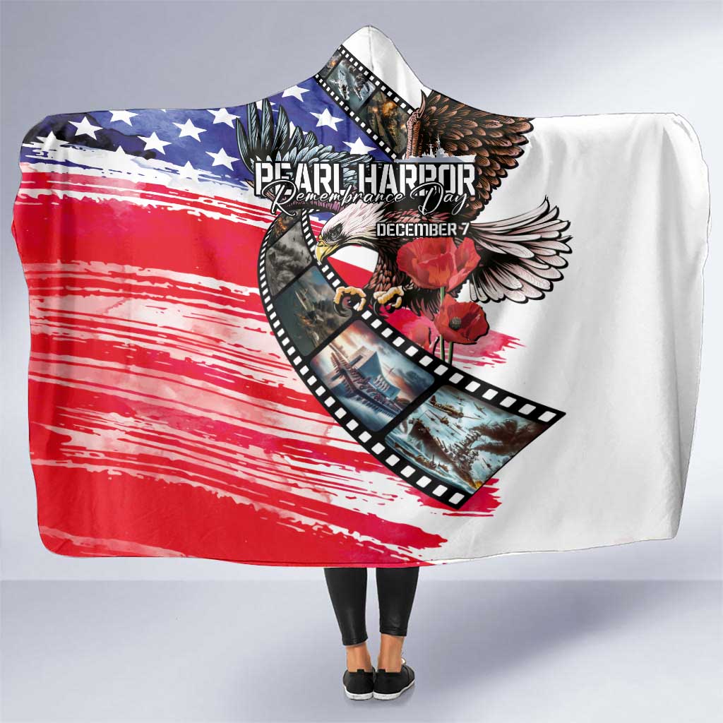 Pearl Harbor Remembrance Day Hooded Blanket Lest We Forget - The Bald Eagle Remembers - Wonder Print Shop