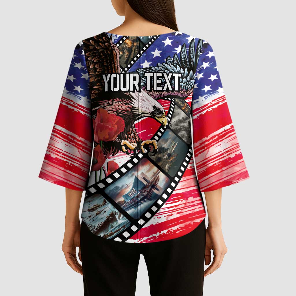 Pearl Harbor Remembrance Day Personalized Kimono Sleeve Blouse Lest We Forget - The Bald Eagle Remembers - Wonder Print Shop