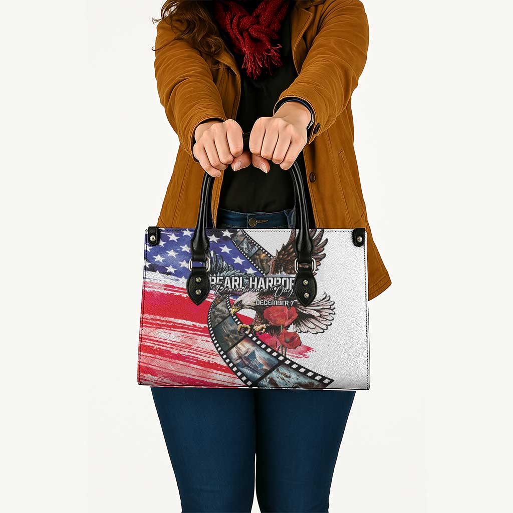 Pearl Harbor Remembrance Day Leather Bag Lest We Forget - The Bald Eagle Remembers - Wonder Print Shop