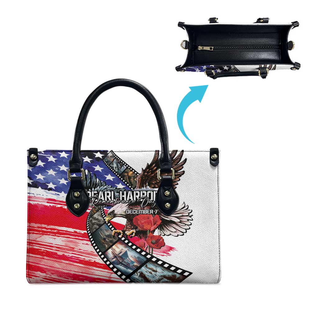 Pearl Harbor Remembrance Day Leather Bag Lest We Forget - The Bald Eagle Remembers - Wonder Print Shop