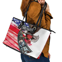 Pearl Harbor Remembrance Day Leather Tote Bag Lest We Forget - The Bald Eagle Remembers - Wonder Print Shop