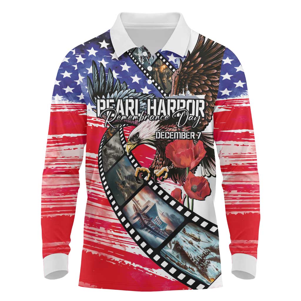 Pearl Harbor Remembrance Day Personalized Long Sleeve Polo Shirt Lest We Forget - The Bald Eagle Remembers - Wonder Print Shop