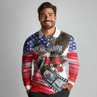 Pearl Harbor Remembrance Day Personalized Long Sleeve Polo Shirt Lest We Forget - The Bald Eagle Remembers - Wonder Print Shop