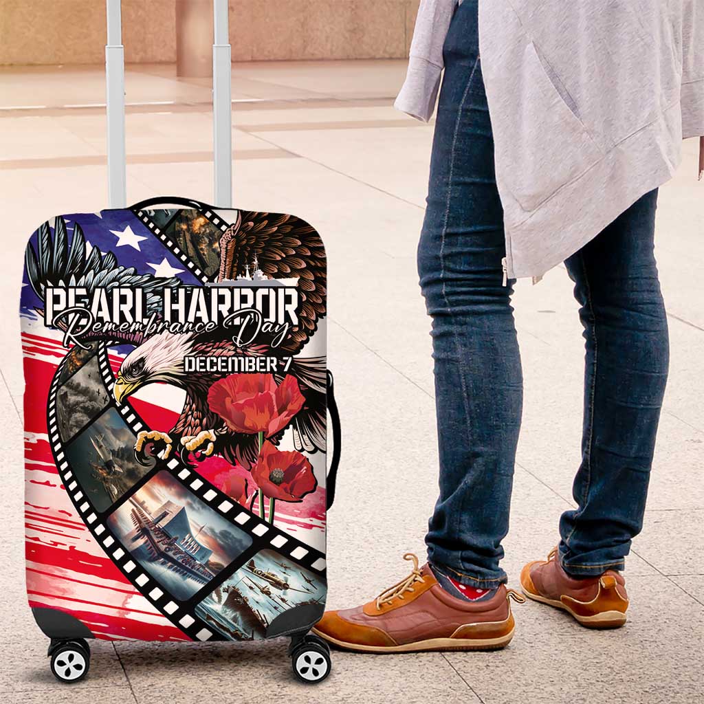 Pearl Harbor Remembrance Day Luggage Cover Lest We Forget - The Bald Eagle Remembers - Wonder Print Shop