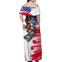 Pearl Harbor Remembrance Day Personalized Off Shoulder Maxi Dress Lest We Forget - The Bald Eagle Remembers - Wonder Print Shop
