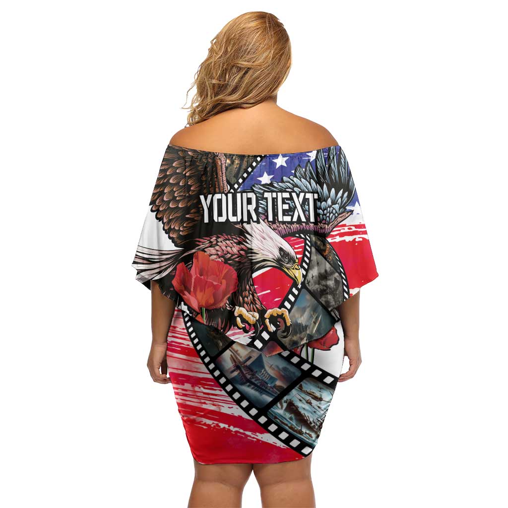 Pearl Harbor Remembrance Day Personalized Off Shoulder Short Dress Lest We Forget - The Bald Eagle Remembers - Wonder Print Shop