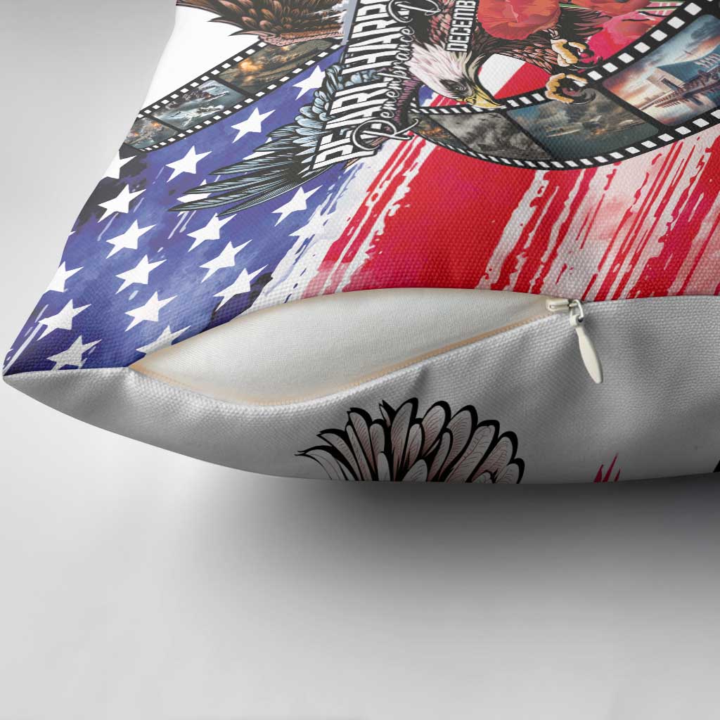 Pearl Harbor Remembrance Day Pillow Cover Lest We Forget - The Bald Eagle Remembers - Wonder Print Shop