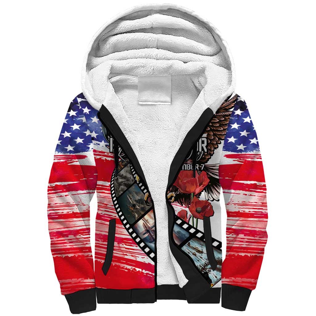 Pearl Harbor Remembrance Day Personalized Sherpa Hoodie Lest We Forget - The Bald Eagle Remembers - Wonder Print Shop