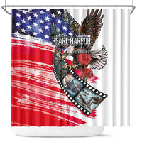 Pearl Harbor Remembrance Day Shower Curtain Lest We Forget - The Bald Eagle Remembers - Wonder Print Shop