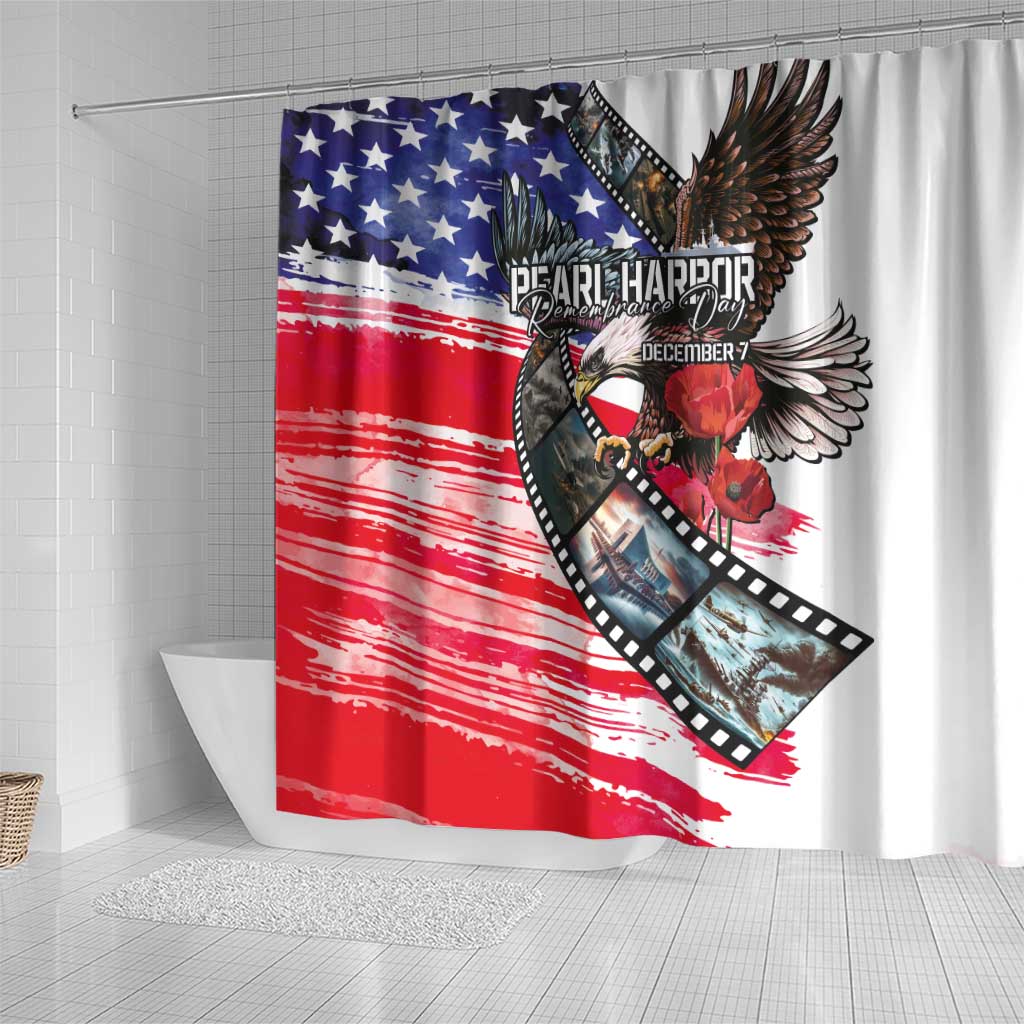 Pearl Harbor Remembrance Day Shower Curtain Lest We Forget - The Bald Eagle Remembers - Wonder Print Shop
