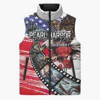 Pearl Harbor Remembrance Day Personalized Sleeveless Puffer Jacket Lest We Forget - The Bald Eagle Remembers - Wonder Print Shop