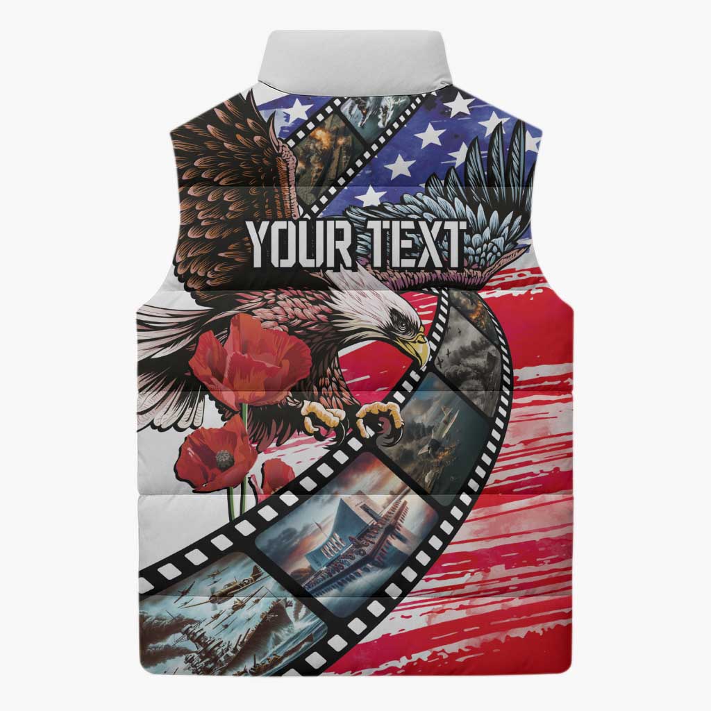 Pearl Harbor Remembrance Day Personalized Sleeveless Puffer Jacket Lest We Forget - The Bald Eagle Remembers - Wonder Print Shop