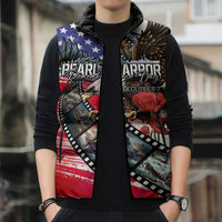 Pearl Harbor Remembrance Day Personalized Sleeveless Puffer Jacket Lest We Forget - The Bald Eagle Remembers - Wonder Print Shop