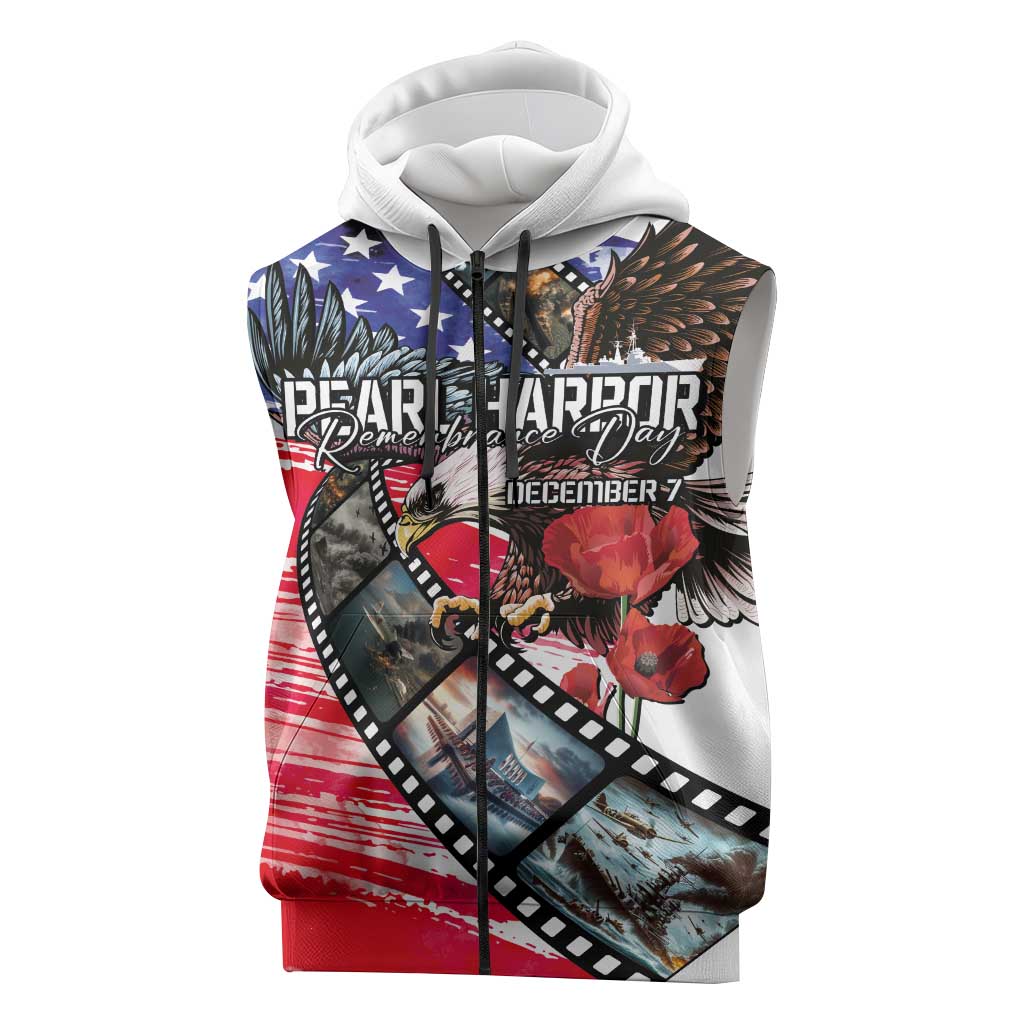 Pearl Harbor Remembrance Day Personalized Sleeveless Zip Hoodie Lest We Forget - The Bald Eagle Remembers - Wonder Print Shop