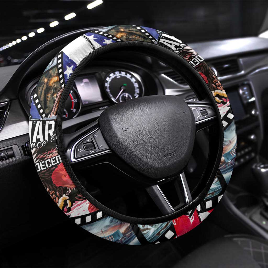 Pearl Harbor Remembrance Day Steering Wheel Cover Lest We Forget - The Bald Eagle Remembers - Wonder Print Shop