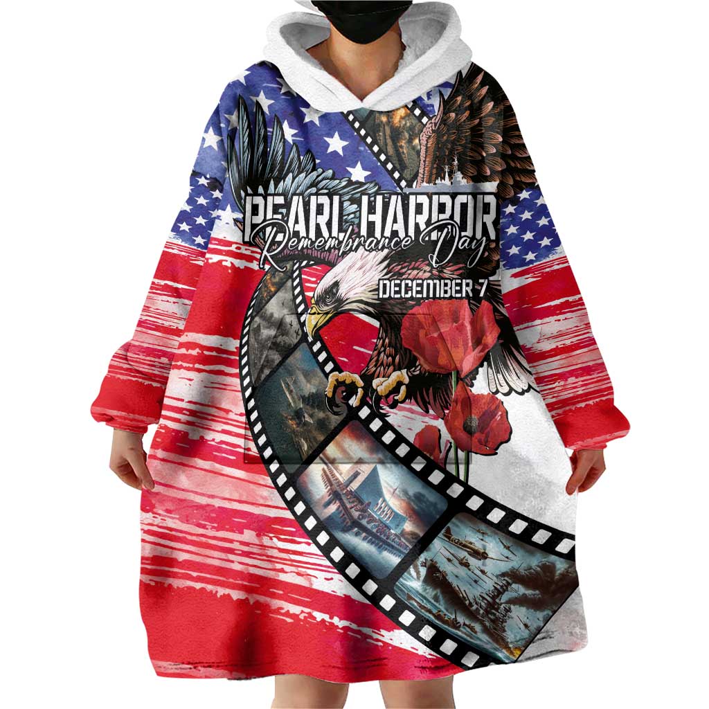 Pearl Harbor Remembrance Day Personalized Wearable Blanket Hoodie Lest We Forget - The Bald Eagle Remembers - Wonder Print Shop