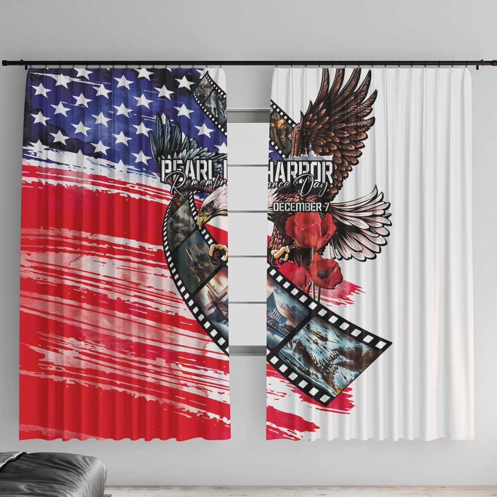 Pearl Harbor Remembrance Day Window Curtain Lest We Forget - The Bald Eagle Remembers - Wonder Print Shop