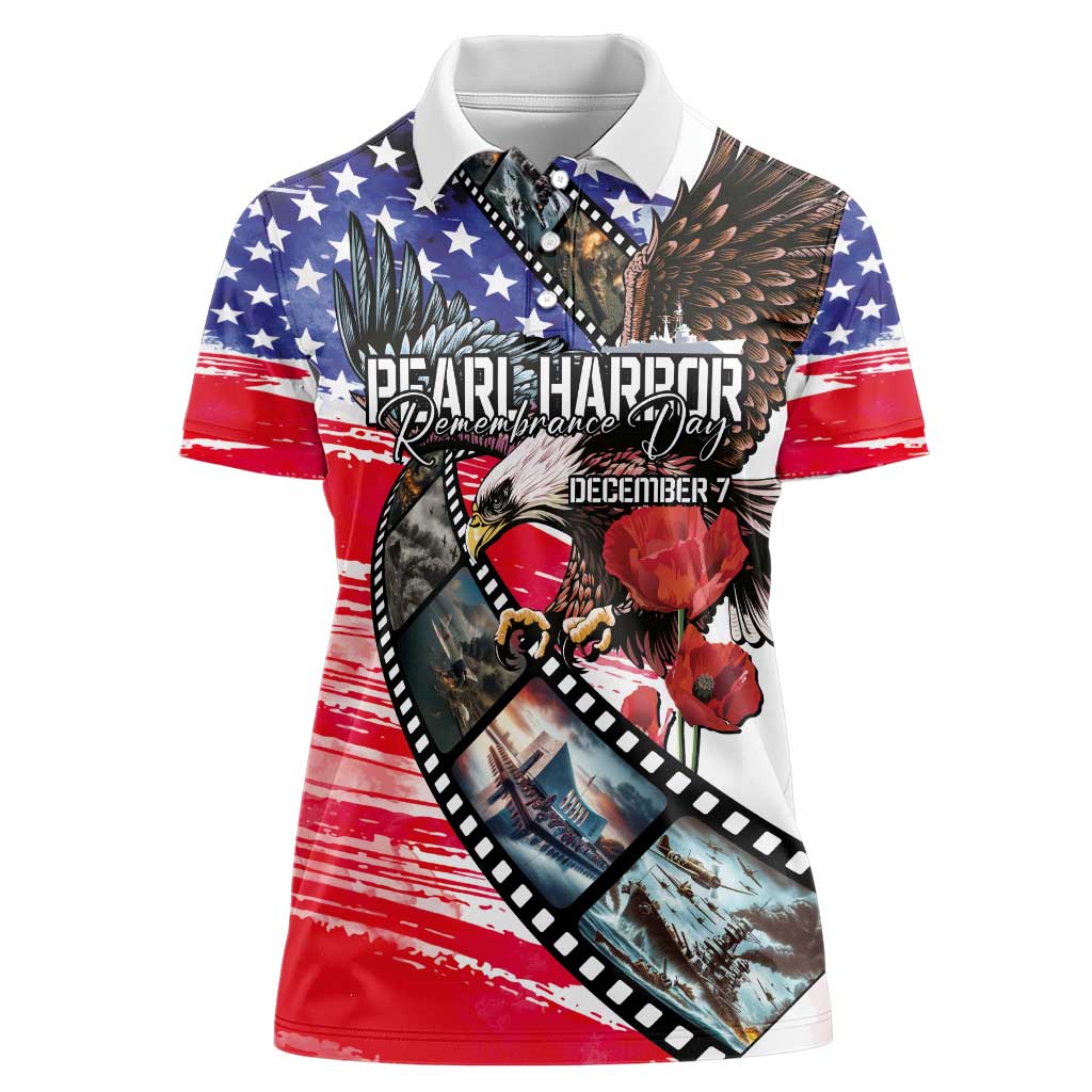 Pearl Harbor Remembrance Day Personalized Women Polo Shirt Lest We Forget - The Bald Eagle Remembers - Wonder Print Shop