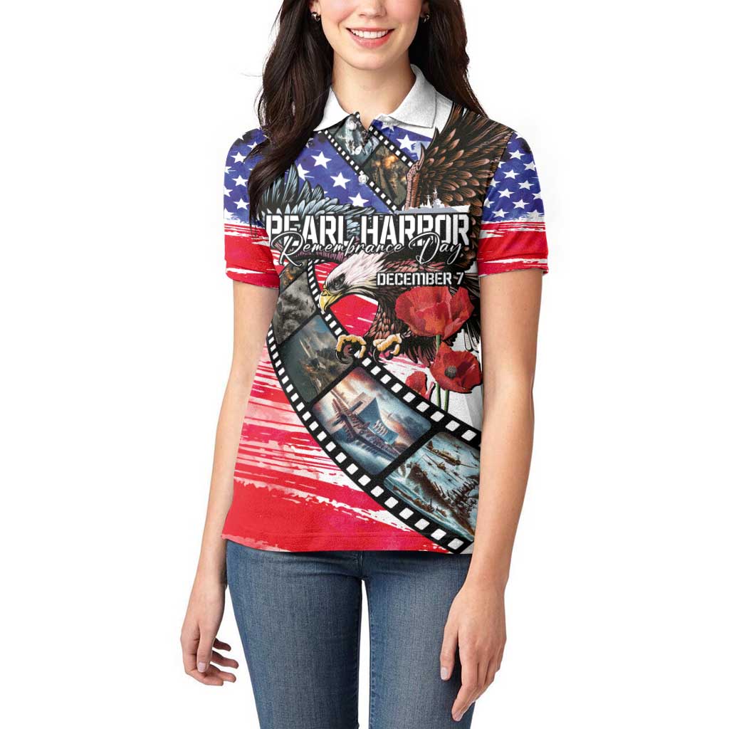 Pearl Harbor Remembrance Day Personalized Women Polo Shirt Lest We Forget - The Bald Eagle Remembers - Wonder Print Shop