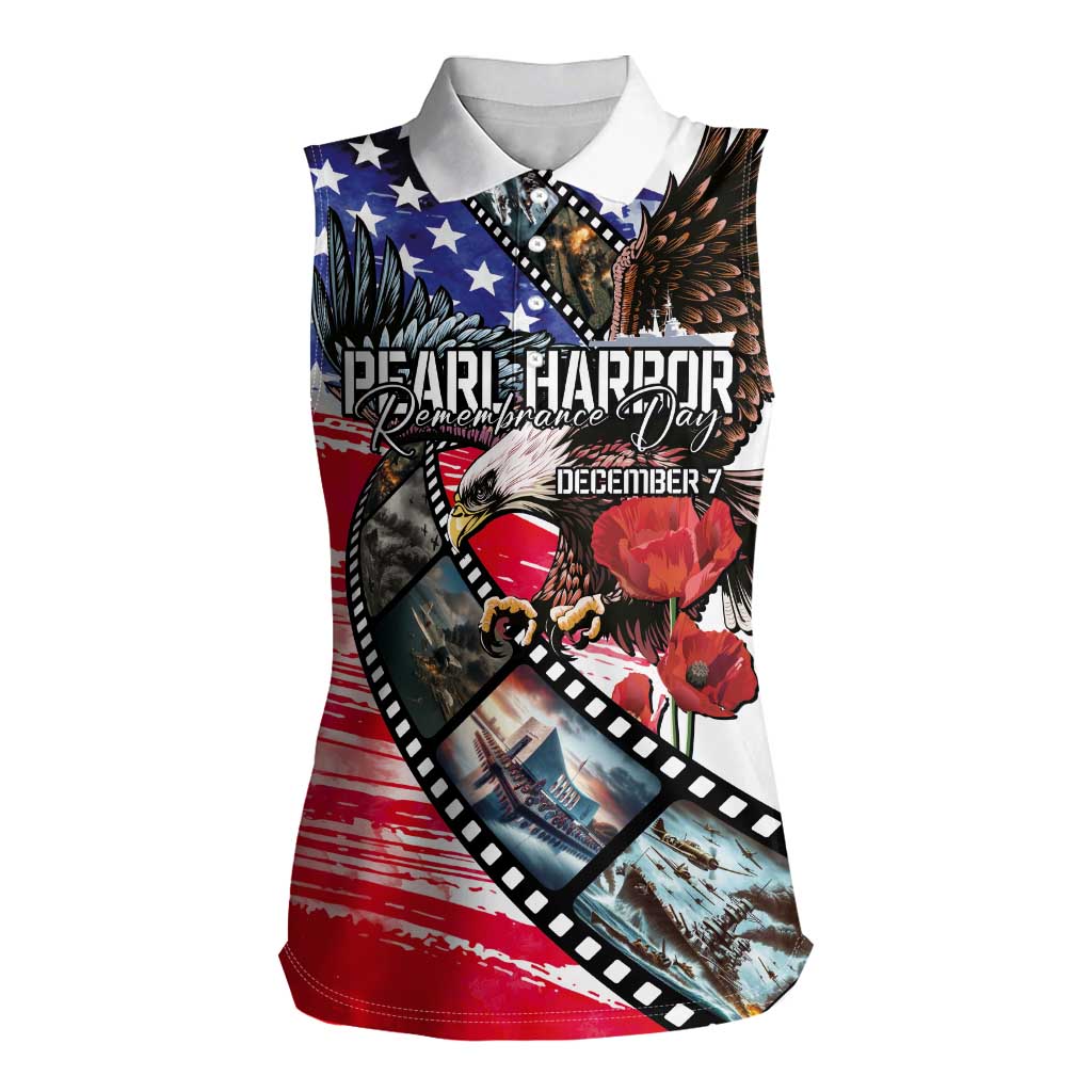Pearl Harbor Remembrance Day Personalized Women Sleeveless Polo Shirt Lest We Forget - The Bald Eagle Remembers - Wonder Print Shop