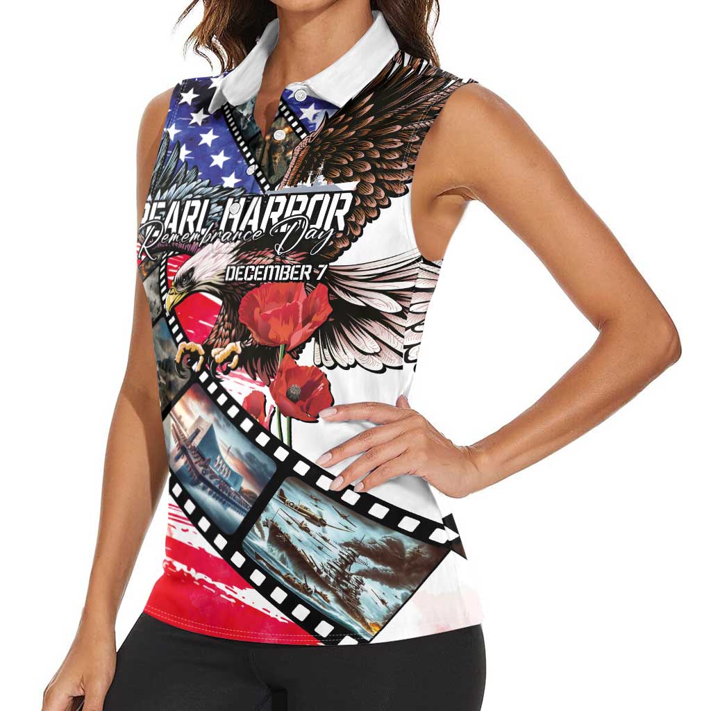 Pearl Harbor Remembrance Day Personalized Women Sleeveless Polo Shirt Lest We Forget - The Bald Eagle Remembers - Wonder Print Shop