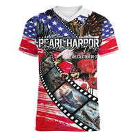 Pearl Harbor Remembrance Day Personalized Women V-Neck T-Shirt Lest We Forget - The Bald Eagle Remembers - Wonder Print Shop