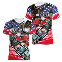 Pearl Harbor Remembrance Day Personalized Women V-Neck T-Shirt Lest We Forget - The Bald Eagle Remembers - Wonder Print Shop