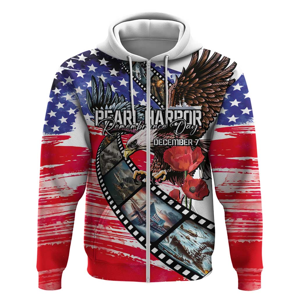 Pearl Harbor Remembrance Day Personalized Zip Hoodie Lest We Forget - The Bald Eagle Remembers - Wonder Print Shop