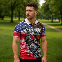 Pearl Harbor Remembrance Day Personalized Zipper Polo Shirt Lest We Forget - The Bald Eagle Remembers - Wonder Print Shop