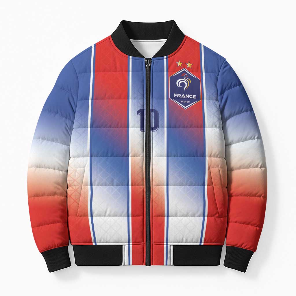 Custom France National Football Bomber Puffer Jacket Paris Architecture-Inspired Geometry - Wonder Print Shop