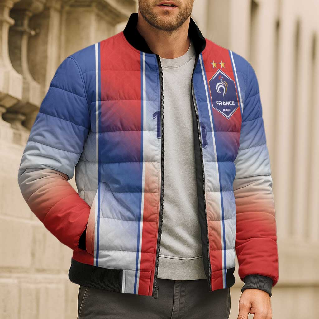 Custom France National Football Bomber Puffer Jacket Paris Architecture-Inspired Geometry - Wonder Print Shop