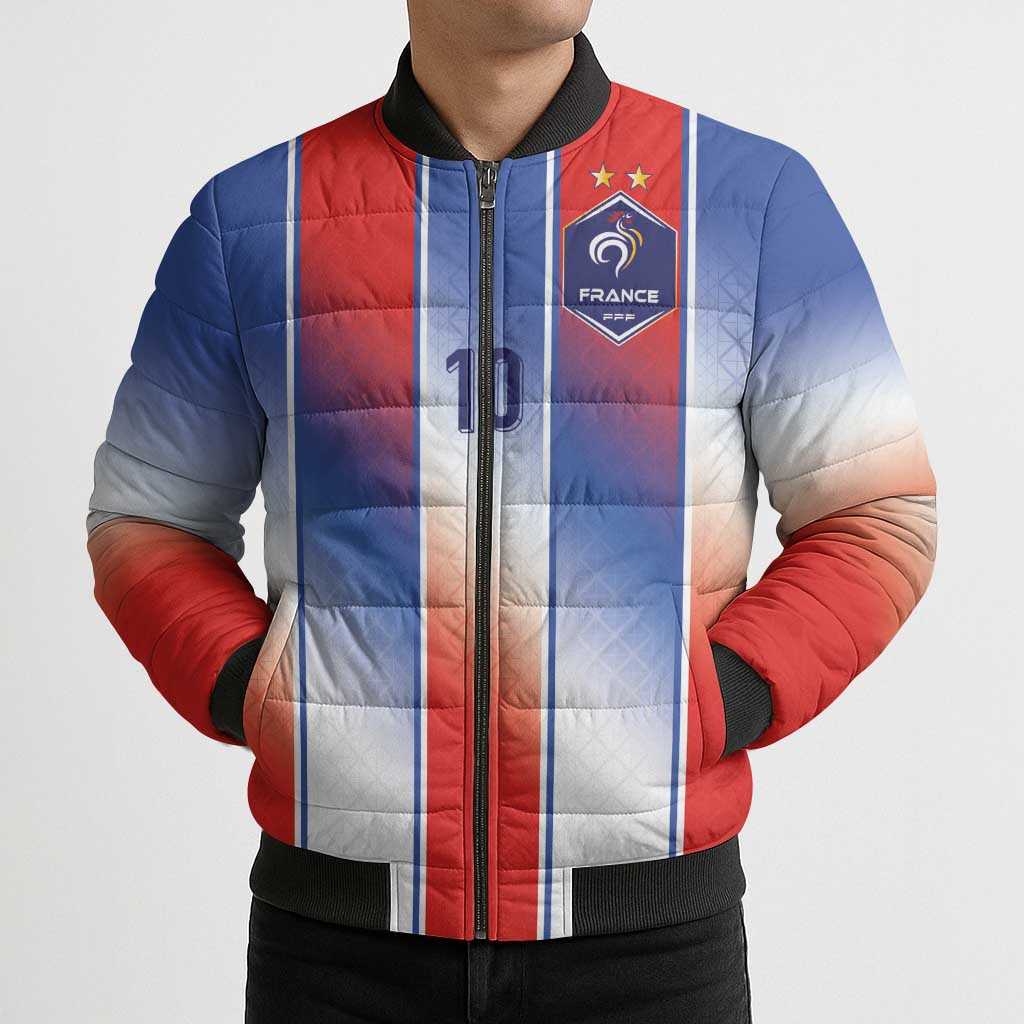 Custom France National Football Bomber Puffer Jacket Paris Architecture-Inspired Geometry - Wonder Print Shop