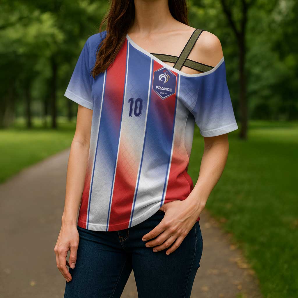 Custom France National Football Cross Shoulder Shirt Paris Architecture-Inspired Geometry - Wonder Print Shop