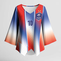 Custom France National Football Kimono Sleeve Blouse Paris Architecture-Inspired Geometry - Wonder Print Shop