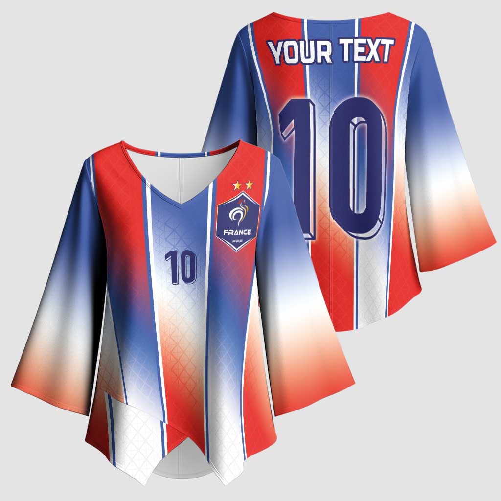 Custom France National Football Kimono Sleeve Blouse Paris Architecture-Inspired Geometry - Wonder Print Shop