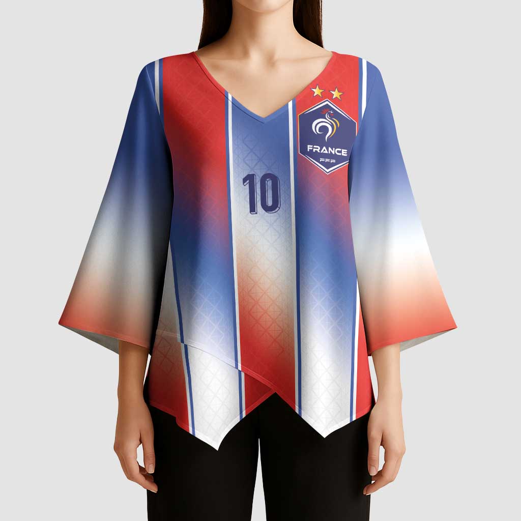 Custom France National Football Kimono Sleeve Blouse Paris Architecture-Inspired Geometry - Wonder Print Shop