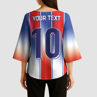 Custom France National Football Kimono Sleeve Blouse Paris Architecture-Inspired Geometry - Wonder Print Shop