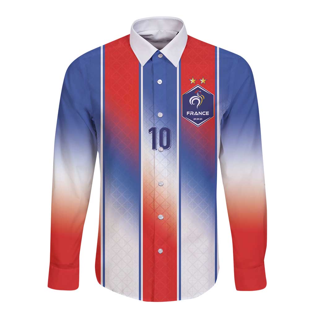 Custom France National Football Long Sleeve Button Shirt Paris Architecture-Inspired Geometry - Wonder Print Shop